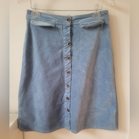 Anthropologie Corduroy Sky Powder Blue Retro Pencil Midi Skirt Size 8 - Picture 3 of 6